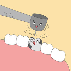 Tooth treatment. The tooth is very scared of treatment.