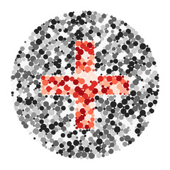 Plus math sign color distributed circles dots illustration