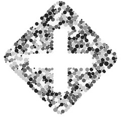 Plus math sign color distributed circles dots illustration