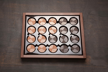 Chocolate box, circle shape dark and milk chocolate in a box