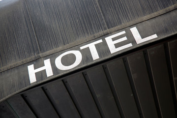 Obraz premium Hotel Sign on Building