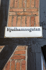 Hjulhamnsgatan Street Sign, Lilla Torg Square; Malmo