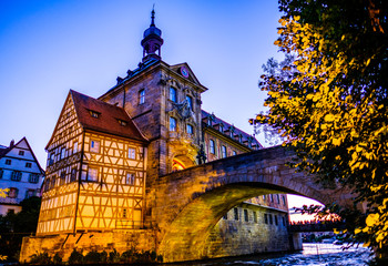 famous old town hall in bamberg - obrazy, fototapety, plakaty