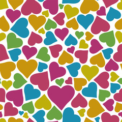 Colorful hearts seamless pattern. Isolated vector illustration.