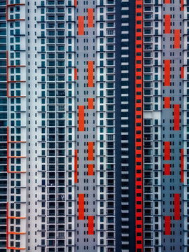 View of colorful skyscraper