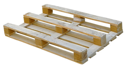 view of isolated wood pallet on the white