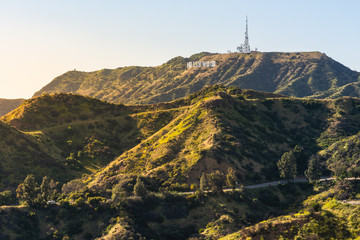 Panorama of the Hollywood Hills and Sign in Los Angeles California, USA - obrazy, fototapety, plakaty