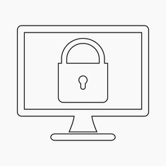 Computer Security Icon. Line style vector EPS.
