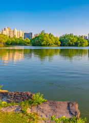 Lakeside View of Daning Tulip Park, Shanghai