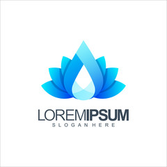water lotus logo design vector illustration