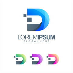 letter d tech logo design vector illustration