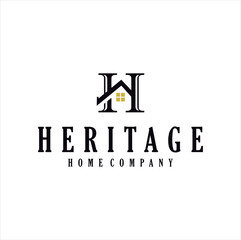 Letter H heritage home logo vector design  . Vintage Real estate Logo Icon. Vintage House Logo	Design Hipster Retro