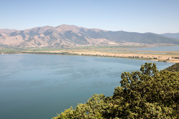 Fototapeta na wymiar Panorama of a mountain lake (Macedonia, northwest Greece)