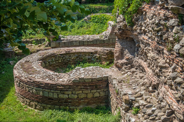Remains of the Byzantine walls part of the fortification system of Philippopolis, Plovdiv, Bulgaria