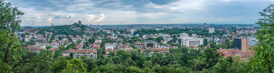 Fototapeta na wymiar Gorgeous views of the city of Plovdiv from the top of one of its seven hills, Bulgaria