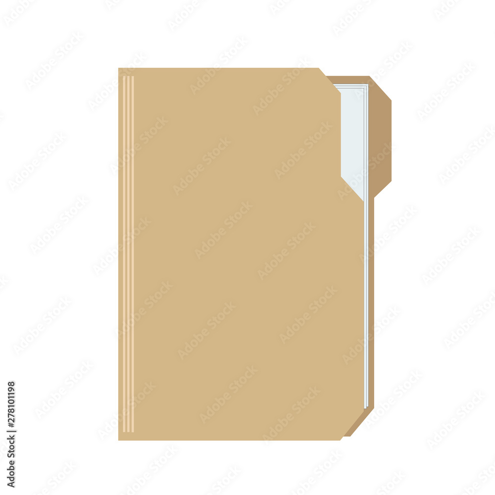 Poster web computer cardboard folder with documents files for design on white, stock vector illustration