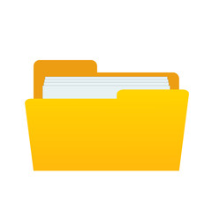 web computer yellow folder with documents files for design on white, stock vector illustration