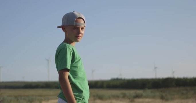 Boy standing in field