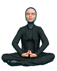 cyborg business boy meditating