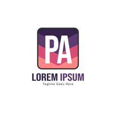 Fototapeta premium Initial PA logo template with modern frame. Minimalist PA letter logo vector illustration
