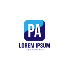 Initial PA logo template with modern frame. Minimalist PA letter logo vector illustration