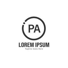 Initial PA logo template with modern frame. Minimalist PA letter logo vector illustration