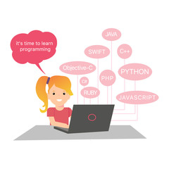 Children coding vector illustration