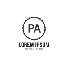 Initial PA logo template with modern frame. Minimalist PA letter logo vector illustration