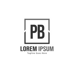Initial PB logo template with modern frame. Minimalist PB letter logo vector illustration