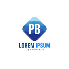 Initial PB logo template with modern frame. Minimalist PB letter logo vector illustration