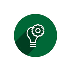 Creative light bulb and gear icon. Innovation symbol. Corporate business and industrial creativity sign. Business and industrial concept.