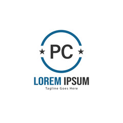 Obraz premium Initial PC logo template with modern frame. Minimalist PC letter logo vector illustration