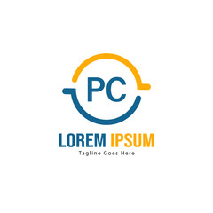 Obraz premium Initial PC logo template with modern frame. Minimalist PC letter logo vector illustration