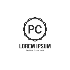 Initial PC logo template with modern frame. Minimalist PC letter logo vector illustration