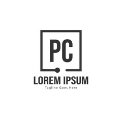 Obraz premium Initial PC logo template with modern frame. Minimalist PC letter logo vector illustration