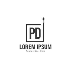 Initial PD logo template with modern frame. Minimalist PD letter logo vector illustration