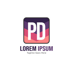 Initial PD logo template with modern frame. Minimalist PD letter logo vector illustration