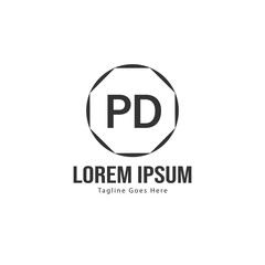 Initial PD logo template with modern frame. Minimalist PD letter logo vector illustration