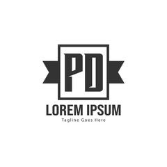 Initial PD logo template with modern frame. Minimalist PD letter logo vector illustration