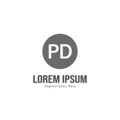 Initial PD logo template with modern frame. Minimalist PD letter logo vector illustration