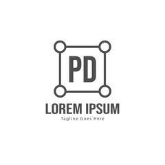 Initial PD logo template with modern frame. Minimalist PD letter logo vector illustration