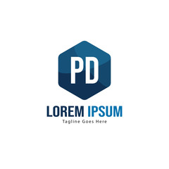 Initial PD logo template with modern frame. Minimalist PD letter logo vector illustration