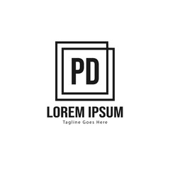 Initial PD logo template with modern frame. Minimalist PD letter logo vector illustration