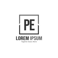 Obraz premium Initial PE logo template with modern frame. Minimalist PE letter logo vector illustration