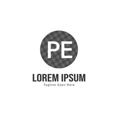 Initial PE logo template with modern frame. Minimalist PE letter logo vector illustration