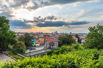 Summer sunset over Plovdiv - european capital of culture 2019 and oldest living city in Europe, Bulgaria