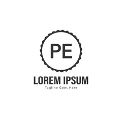 Initial PE logo template with modern frame. Minimalist PE letter logo vector illustration