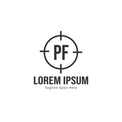 Initial PF logo template with modern frame. Minimalist PF letter logo vector illustration