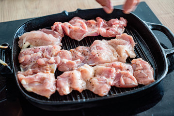 grilled chicken on the pan