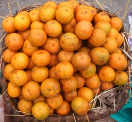 orange fruit bucket,Bhutan